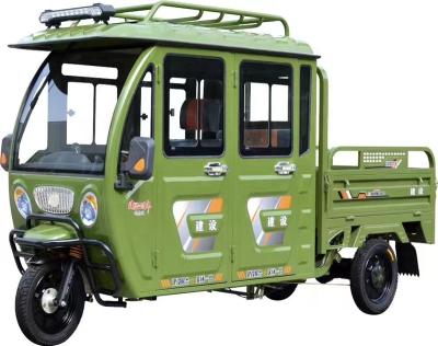 China Large Seat Driver Cab Rickshaw Cargo Space Two Line Passenger Enclosed Electric Three Wheeler for sale