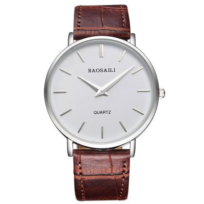 China BAOSAILI Cool Water Resistant Men Hand Watch Stainless Steel Case Back Watch Water Resistant Leather Band Wrist Watch for sale