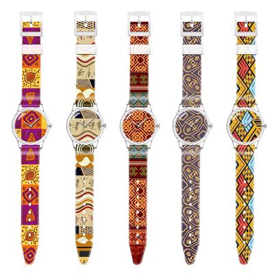 China Water Resistant Printing African Tribe Pattern Own Character Image Design Your Own Watch Plastic OEM for sale