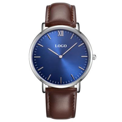 China OEM Classic Watch Water Resistant Customized Personal Name Branding Custom Logo Watch Genuine Leather Men's Wristwatch for sale