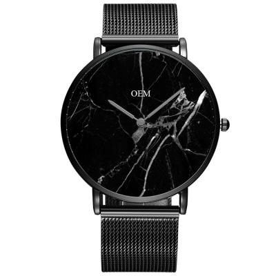 China Water Resistant Build Your Own OEM Men's Watch Mesh Marble Face Engraved Logo Watch Original Custom Mens Watch Manufacturer for sale