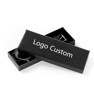 China Custom Personal OEM Paper Black Watch Box Logo Packing Gift Box Watch Case Paper Made for sale