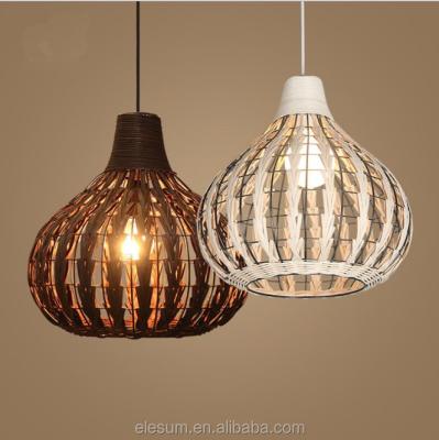 China Retro pendant lamp hotel restaurant office light fashion bamboo cage shape pendant lighting for living room for sale