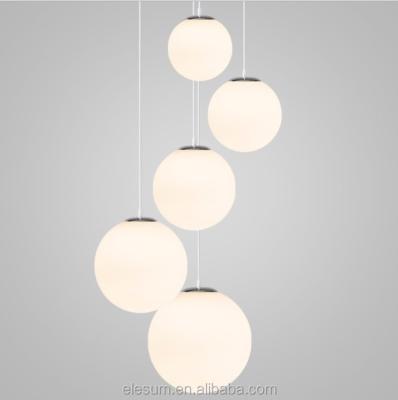 China Home/living room/kitchen/restaurant shape ball milk color glass pendant light for hotel villa living room pendant droplight for sale