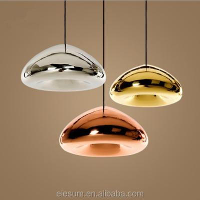 China Copper color E27 home/living room/kitchen/restaurant modern glass pendant lights chandeliers for hotel cafe for sale