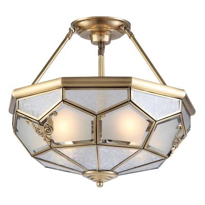 China Factory Price Luxury Copper Light Hallway Light Dining Room Hotel Decor Art Glass Brass Chandelier Brown Iron DC1032 for sale