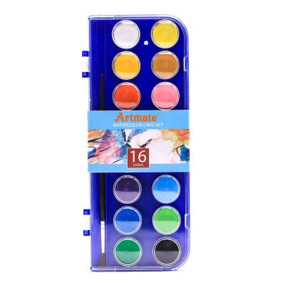 China Artmate watercolor cake set 16 colors with brush, watercolor paints, watercolor paint set for students and artists 16 colors for sale