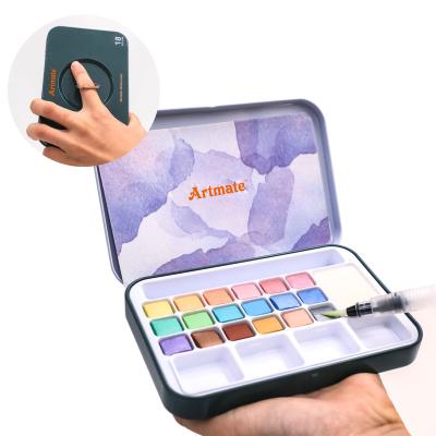 China Artmate Watercolor Metallic Cake Set 18 Colors with Water Brush and Sponge, Watercolor Paints, Watercolor Paint Set 18 Colors for sale