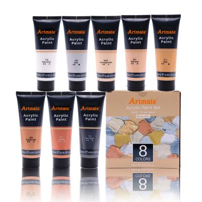 China Art Mate Acrylic Paint Set 8 Colors 4.05 Ounce/120ml Metallic Earth Tone, Acrylic Paint Set, Acrylic Paints 120ml for sale