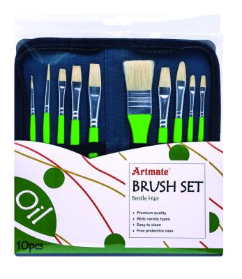 China Bristle Artmate Art Paint Brushes Set 10pcs with Zipper Bag for Oil Painting, Paint Set Brush, Paintbrush for sale