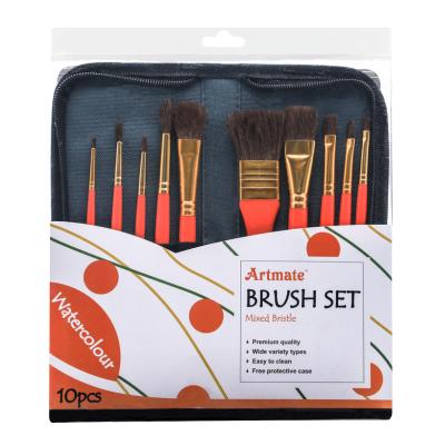 China Horse Hair Artmate Art Paint Brushes Set 10pcs with Zipper Bag for Watercolor Oil Gouache Acrylic Paint, Paint Set Brush, Paintbrush for sale