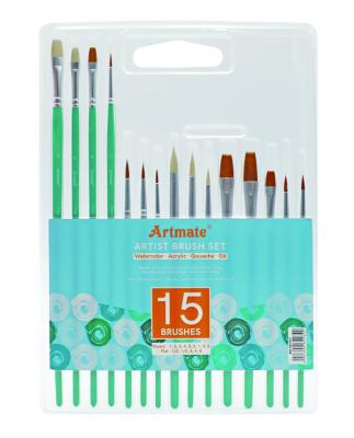 China Nylon/Bristle Artmate Art Paint Brushes Set 15pcs for Acrylic Watercolor Oil Gouache Painting, Paint Set Brush, Paintbrush for sale