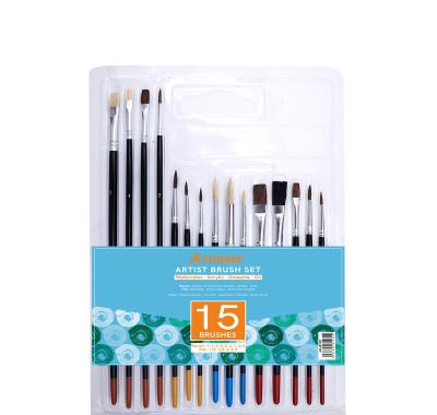 China Nylon/Bristle Artmate Art Paint Brushes Set 15pcs for Acrylic Watercolor Oil Gouache Painting, Paint Set Brush, Paintbrush for sale