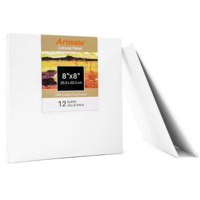 China Artmate Paint White Blank Primed 100% Cotton 8x8 inch 12pk Canvas Panel Canvas Panel, Canvas Paintings, Painting Canvas for sale