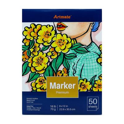 China Artmate Marker Paper Pad 9X12 Inch 50 Sheets18lb/70gsm 1 Pack, Folding Painting Paper for Pen Pencil Marker ATO-PP0912M for sale