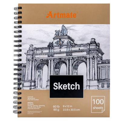 China Artmate Sketch Paper Pad 9X12 Inch 100 Sheets 60lb/90gsm 1 Pack, Spiral Durable Acid Free Drawing Paper ATO-PP0912S for sale