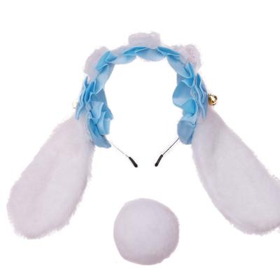 China Custom Handmade Plush Animal Ears Hair Bows Lolita Lolita Hair Clips Silk Ribbon Headdress For Girls Halloween Tail Accessories Set for sale