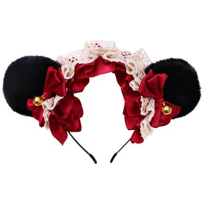 China Wholesale Custom Plush Headdress Plush Lace Ears Headband Lolita Hairpin Cosplay Props Holiday Christmas Animal Headdress for sale