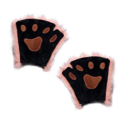 China Custom Soft Factory Role Playing Props Winter Warmth Cat Paw Plush Holiday Halloween Half-Finger Fox Fingerless Paw for sale