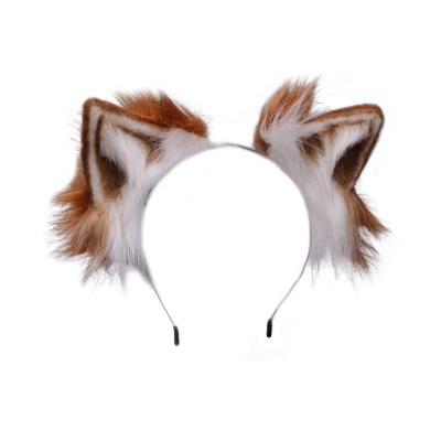 China Fox Cat Girl Party Graduation Party Animal Ears Headdress Cosplay Hairpin Hair Clip Long Beast Hair Headband Fashionable Cute Ear Headband for sale