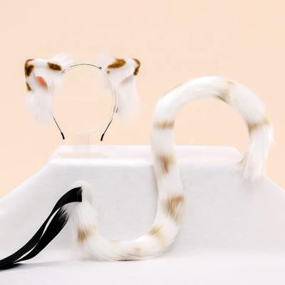 China Lovely Wholesale Cute Plush Lolita Cow Spots Cat Ears Pins and Tail Hair Pins for sale