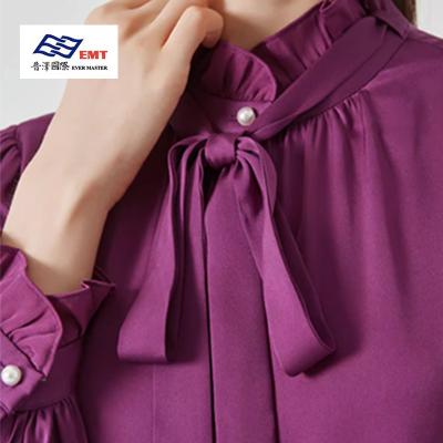 China Breathable New Design Purple Mulberry Silk Blouses Women for Tops for sale