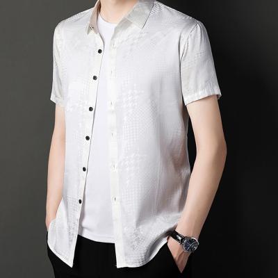 China Breathable Formal Fashionable Quality Controlled 97% Silk Satin Shirt Men for sale