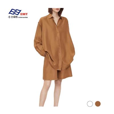 China QUICK DRY 2023 New Arrival Breathable V-neck Long Sleeve 100% Pure Silk Shirt Women for sale