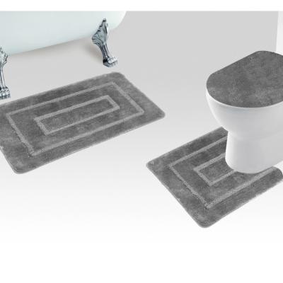 China Sustainable Lint Non Slip Bathroom Mat Super Soft Toilet 3 Piece Bath Mat Set for sale