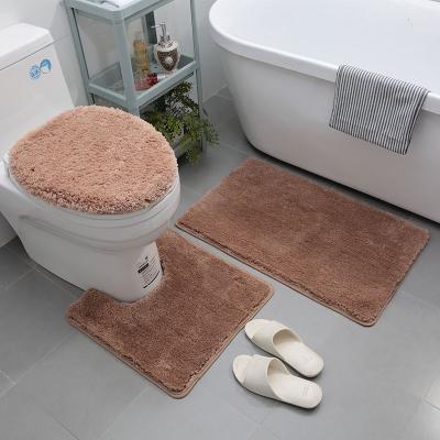 China Factory Wholesale Water Absorbent Long Pile Washable Non Slip 3 Pieces Bathroom Rug Set for sale