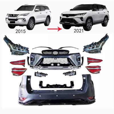 China High Quality ABS Legender Design Car Bumper Bodykit For Toyota Fortuner 2014 2016-2021 Till Legender Body Kit With Led Head Light for sale