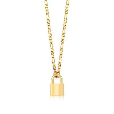 China 2021 TRENDY Classic Trendy Stainless Steel Lock Necklace With Gold Plated For Women Marfend Jewelry for sale