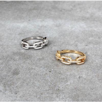 China High Quality Brass Jewelry Fashion Rings Jewelry 18k Gold Plated With Zircon Chain Ring For Women Marfend Jewelry for sale