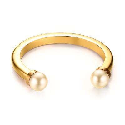 China High quality fashionable gold plated opening, stainless steel bracelet with high quality pearl decoration, Marfend jewelry for sale