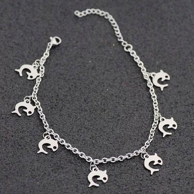 China Cute Fashion Dolphin Anklet Chain Stainless Steel Sweet Cute Gift For Girls Marfend Jewelry for sale