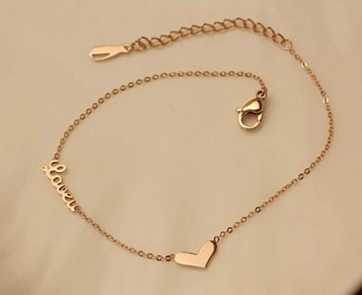 China TRENDY Letter Ankle Chains Jewelry Heart Anklet - Stainless Steel Foot Chain For Women Marfend Jewelry for sale