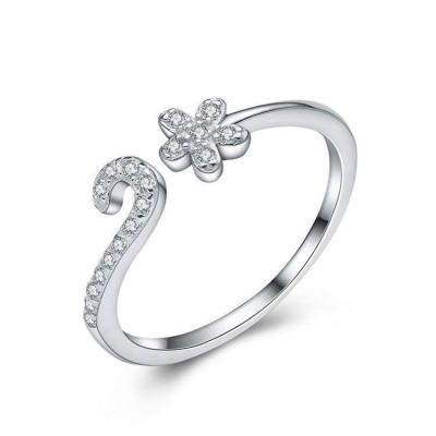 China Hiphop Marfend Flower Knuckle Adjustable Size Toe Finger Ring Jewelry 925 Sterling Silver Womens Fancy Zircon for sale