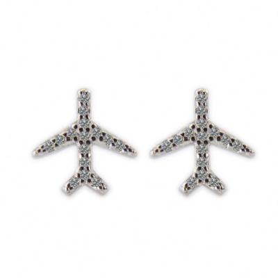 China Office / Airplane Silver Earrings 925 Stud Sterling Silver Earrings Silver Sterling 925 Earrings Stud For Girl for sale