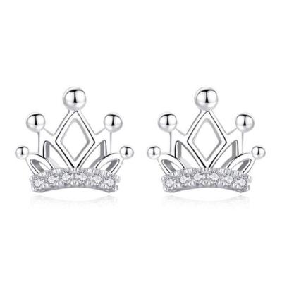 China Office/Career Jewelry Marfend S925 Silver Plated Crown Form Zircon Stud Earrings for sale