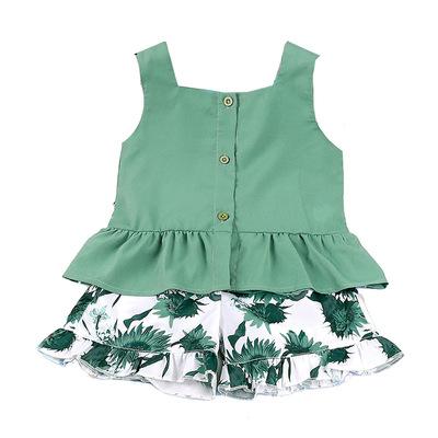 China Shorts 2021 summer new Korean sleeveless top printed two-piece suit girl's casual suit for sale