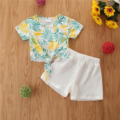 China 2021 casual new summer girl set toddler babies outfits clothes summer T-shirt skirts 2pcs set for sale