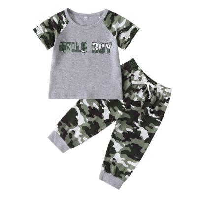 China 2021 Summer Gray Camouflage Shorts Casual Sleeve Boys 2-6 Years Baby Boy Clothing Sets Suits for sale