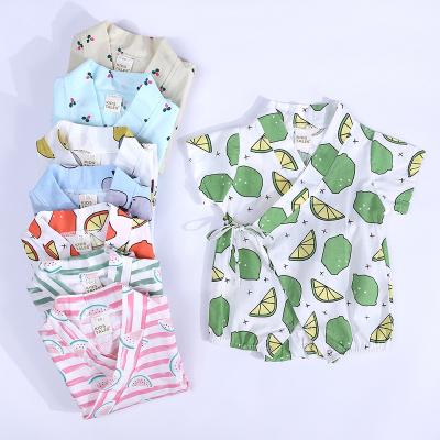 China Polyester/cotton 2020 Japanese hot selling newborn romper fruit monk printed clothes lace up full summer baby clothes for sale