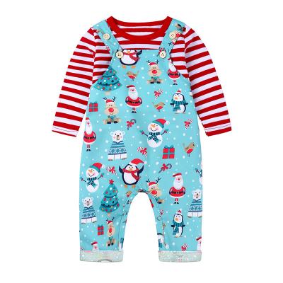 China Wholesale 2019 autumn and winter casual children's clothing Christmas baby cartoon bib two-piece suit new for sale