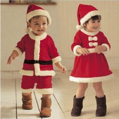 China European and American fashion Christmas costume boy girl casual cute Santa Claus costume with hood two-piece suit for sale