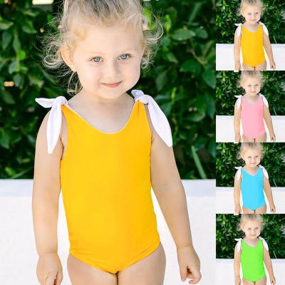 China Breathable Solid Toddler Baby Kids Bow Bathing Romper Girls Solid Swimwear Girls Clothes for sale