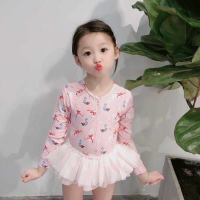 China 2021 New Summer Girls Swimwear Small Girls Swimsuits Long Sleeve Animal Rainbow Tutu Skirt Swimwear Hot Spring Cool Casual Swimwear For Kids for sale