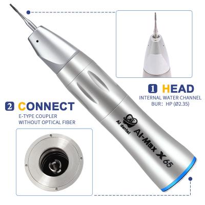 China 1:1 Dental electric straight nose piece X65 hand metal micromotor water jet whthout inner fiber optic for dentist use for sale