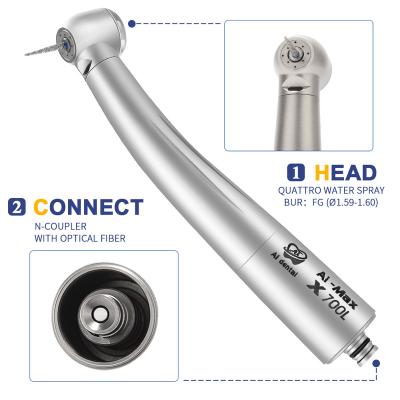 China Metal Dental Air Turbine Handpiece With Optical Light Size 13.2 x H13.6 mm Torque Head 22W Power Used For Dental Chair Model AI-X700L for sale