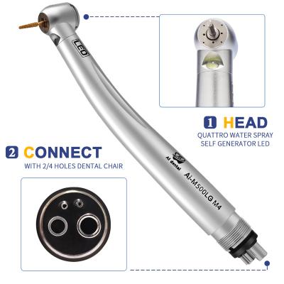 China Dental Metal Air Turbine Handpiece Auto-Generator LED Head Size 10.6 x H12.4mm Miniature Power 15W For Dental Chair Model AI-M500LG for sale